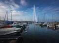 Lake Geneva and Jet DÃ¢â¬â¢eau Water Fountain - Geneva, Switzerland Royalty Free Stock Photo